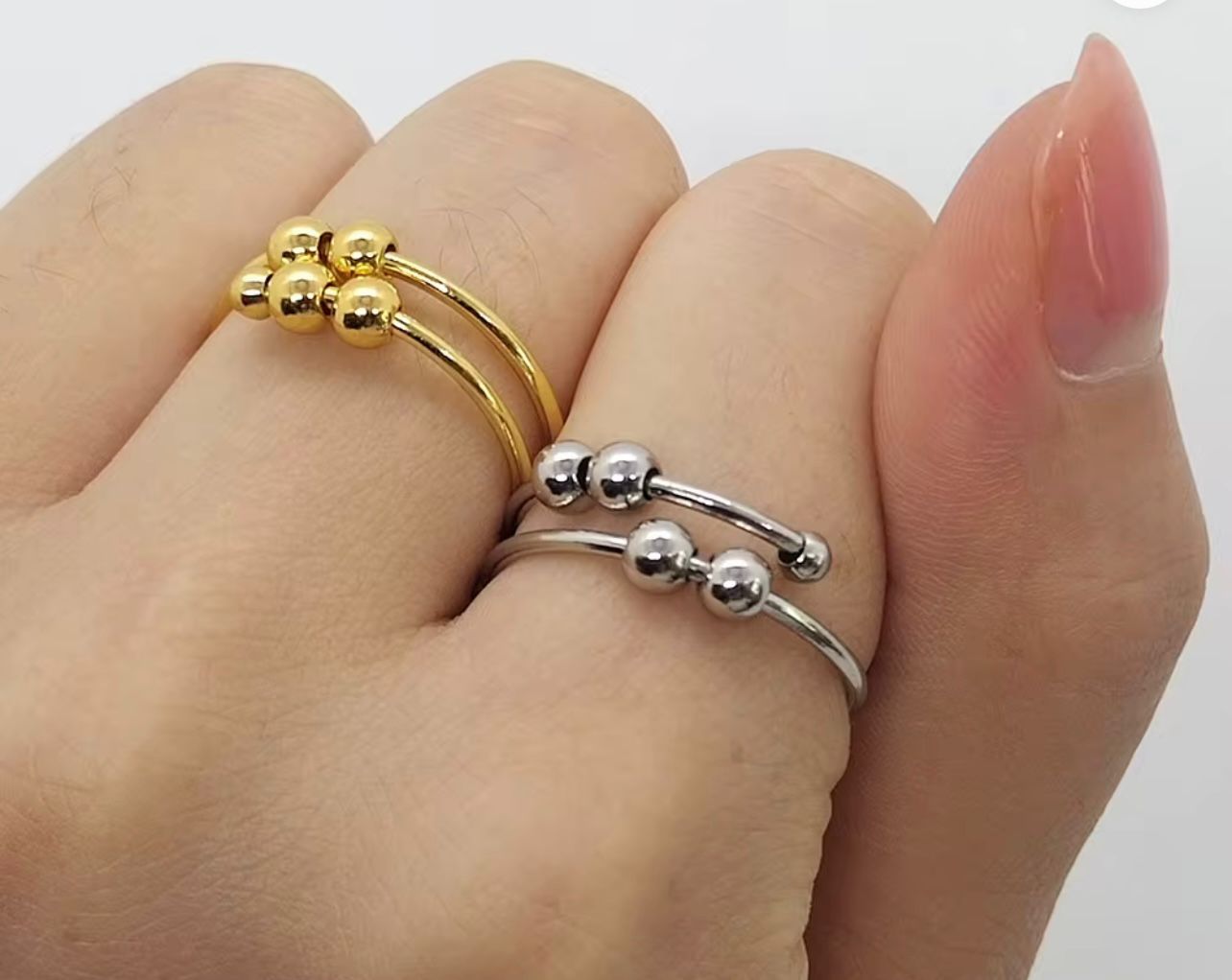 Spinning Beads Frosted Gold Plated